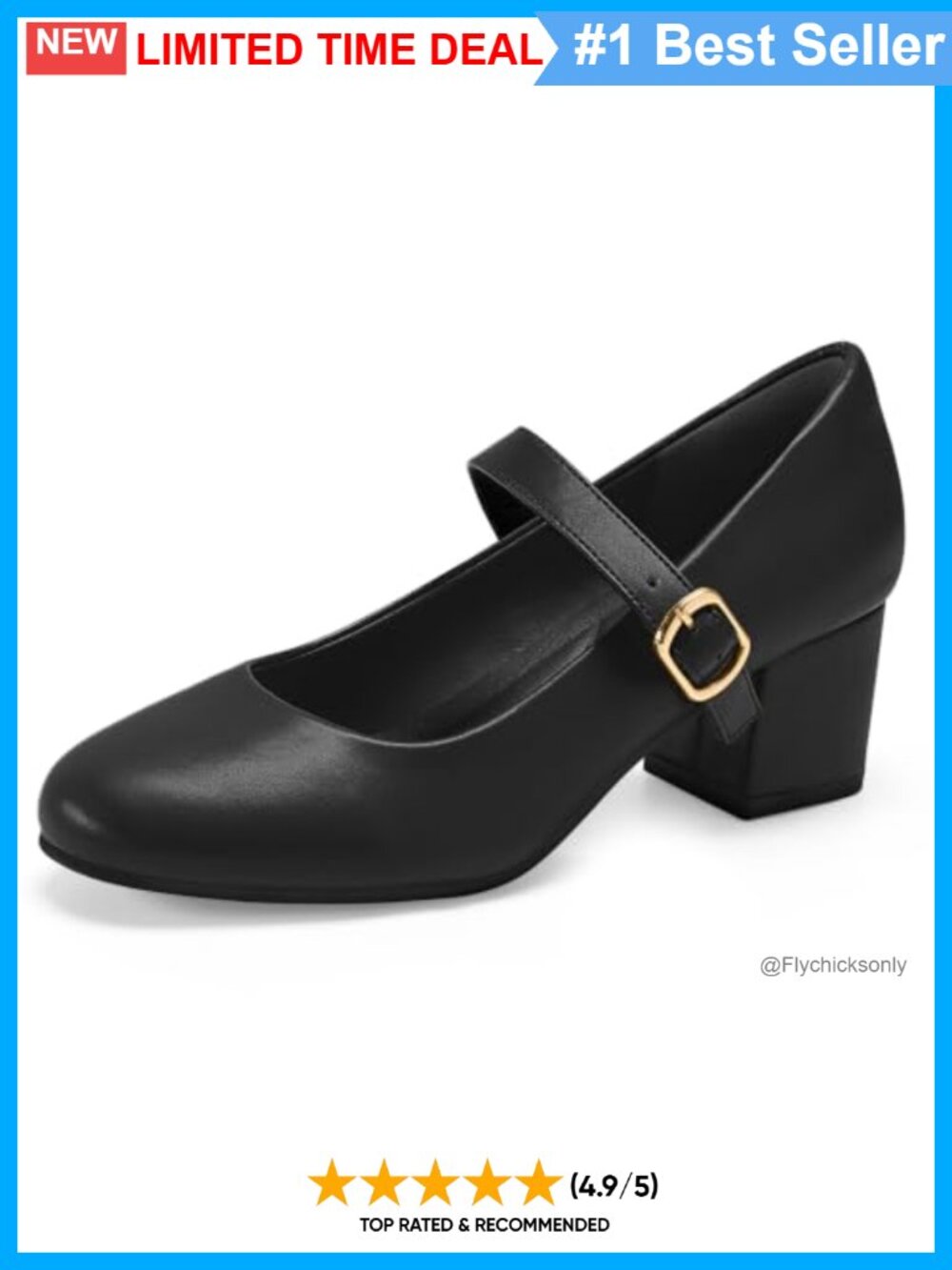Mary Jane Block Heel Pumps Round Toe Faux Leather Dress Shoes